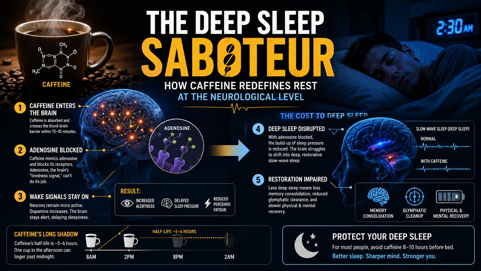 The Deep Sleep Saboteur: How Caffeine Redefines Rest at the Neurological Level